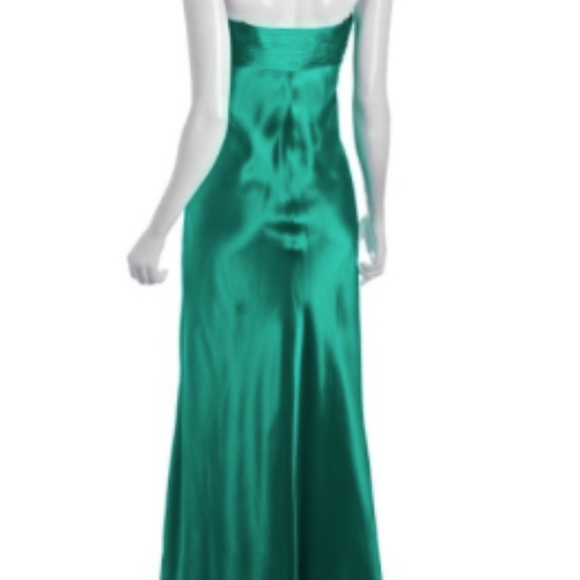 Emerald Green silk strapless dress - Picture 5 of 6
